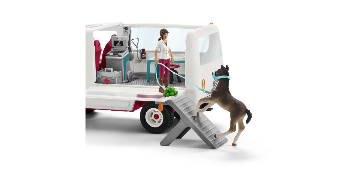 Schleich Horse Club Mobile Tierärztin mit Hannoveraner Fohlen, Spielfahrzeug