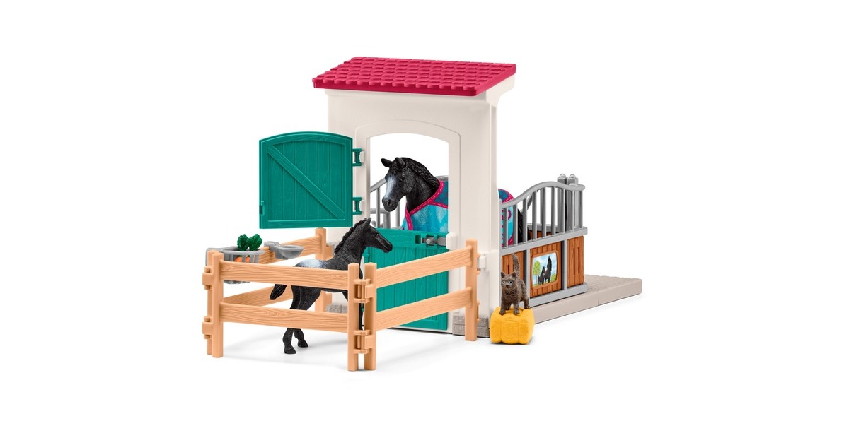 Schleich Horse Club Pferdebox mit Stute und Fohlen, Spielfigur