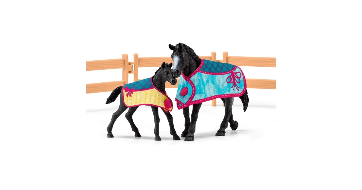 Schleich Horse Club Pferdebox mit Stute und Fohlen, Spielfigur
