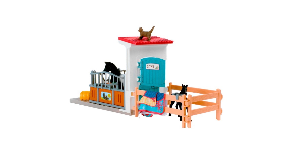 Schleich Horse Club Pferdebox mit Stute und Fohlen, Spielfigur