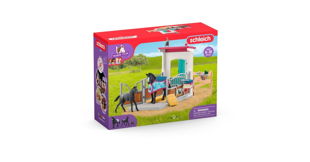 Schleich Horse Club Pferdebox mit Stute und Fohlen, Spielfigur