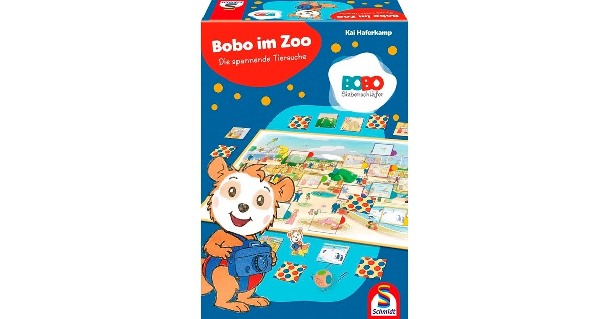 Schmidt Spiele Bobo Siebenschläfer: Bobo im Zoo - Die spannende Tiersuche, Brettspiel