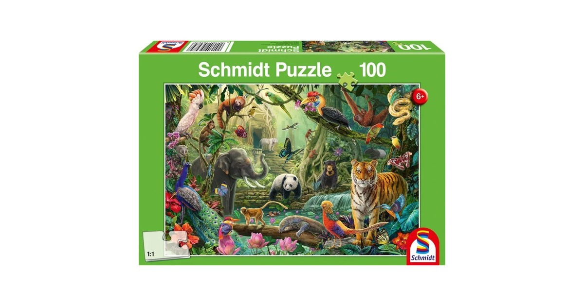 Schmidt Spiele Bunte Tierwelt im Dschungel, Puzzle(100 Teile)