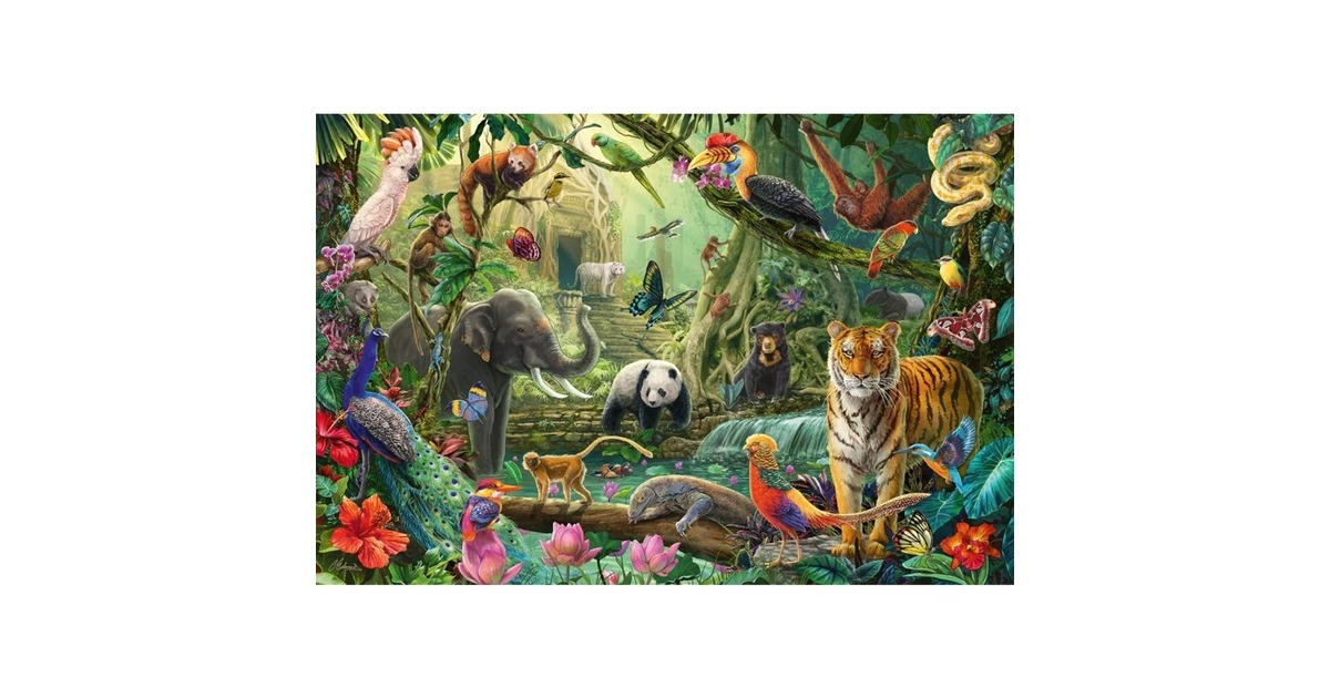 Schmidt Spiele Bunte Tierwelt im Dschungel, Puzzle(100 Teile)