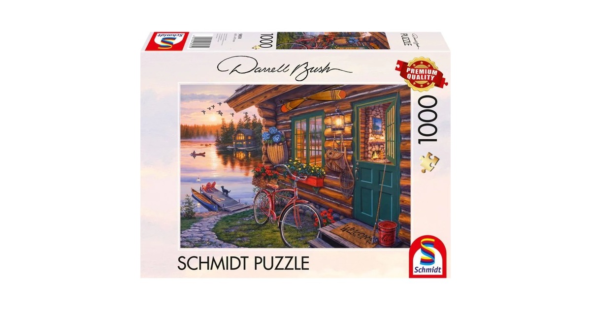 Schmidt Spiele Darrell Bush: Seehütte mit Fahrrad, Puzzle(1000 Teile)