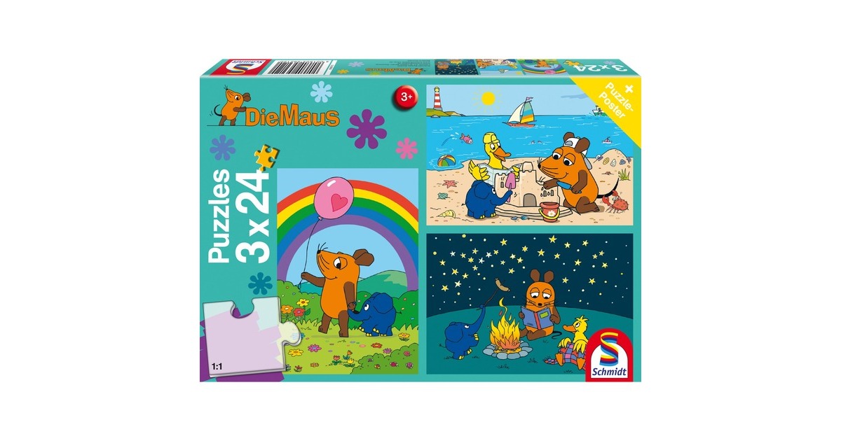 Schmidt Spiele Die Maus: Gute Freunde, Puzzle(3x 24 Teile)