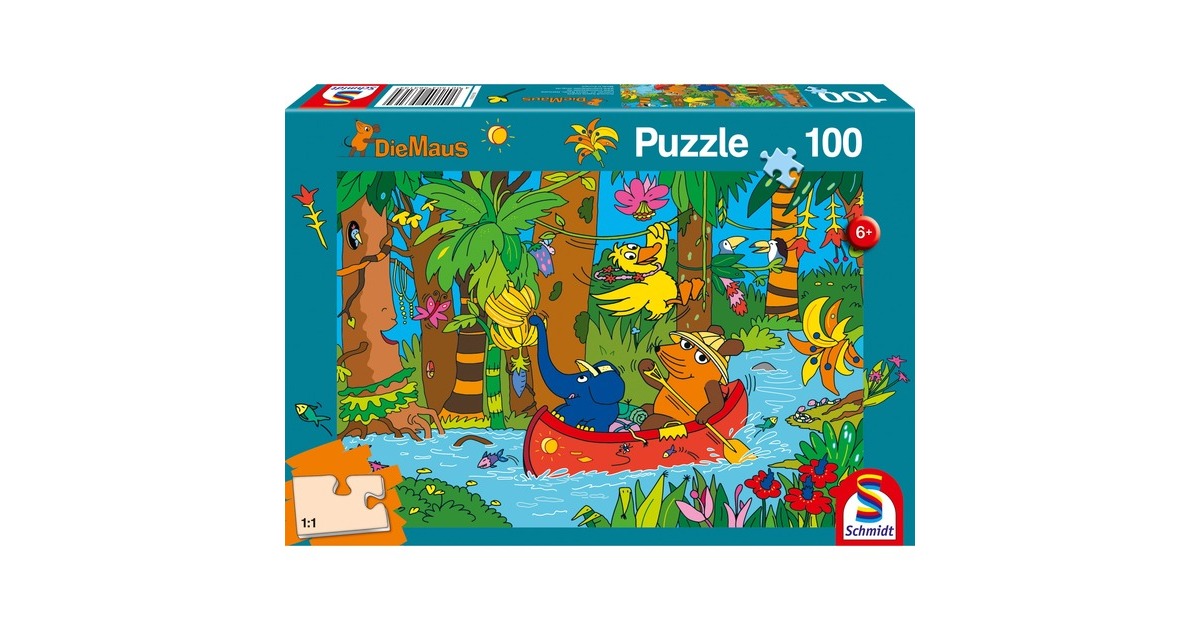 Schmidt Spiele Die Maus: Im Dschungel, Puzzle(100 Teile)