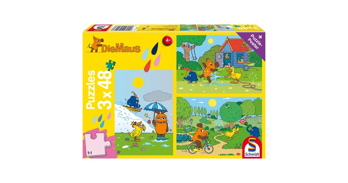 Schmidt Spiele Die Maus: Viel Spaß mit der Maus, Puzzle(3x 48 Teile)