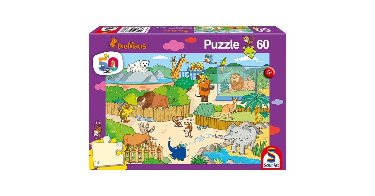 Schmidt Spiele Die Maus: im Zoo, Puzzle(60 Teile)