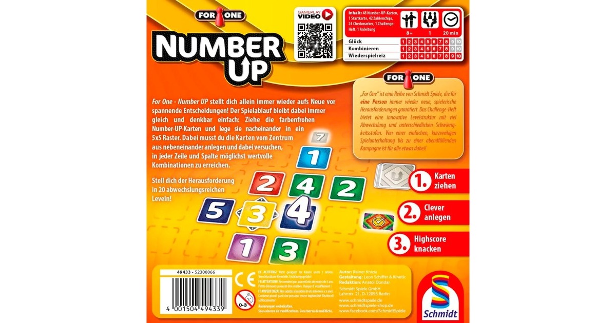 Schmidt Spiele For One, Number UP, Gesellschaftsspiel