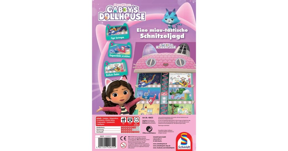 Schmidt Spiele Gabby's Dollhouse: Eine miau-tastische Schnitzeljagd, Brettspiel