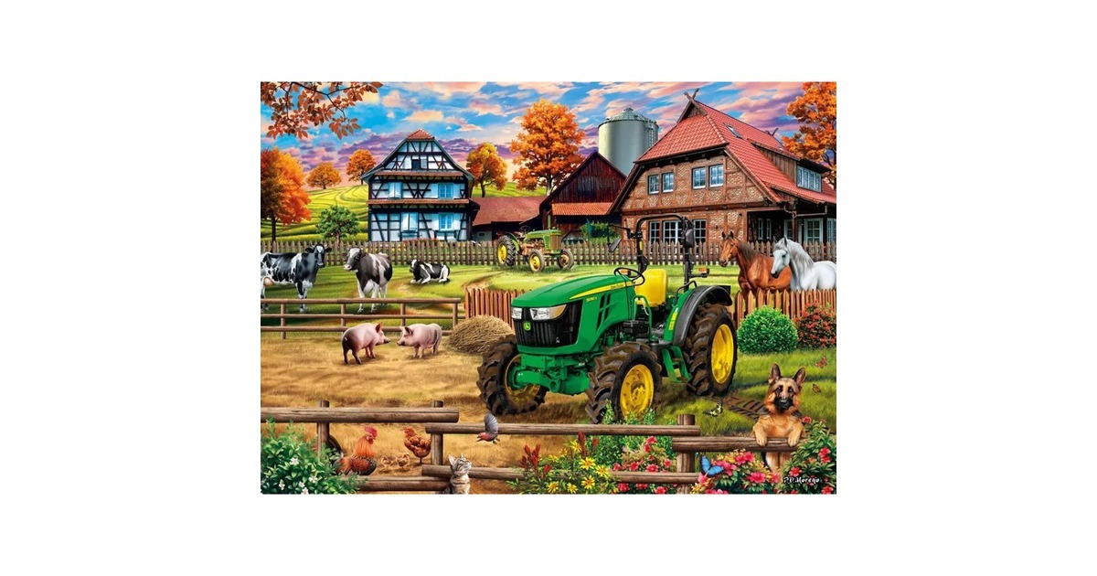 Schmidt Spiele John Deere: Bauernhof mit Traktor 5050E, Puzzle(1000 Teile)