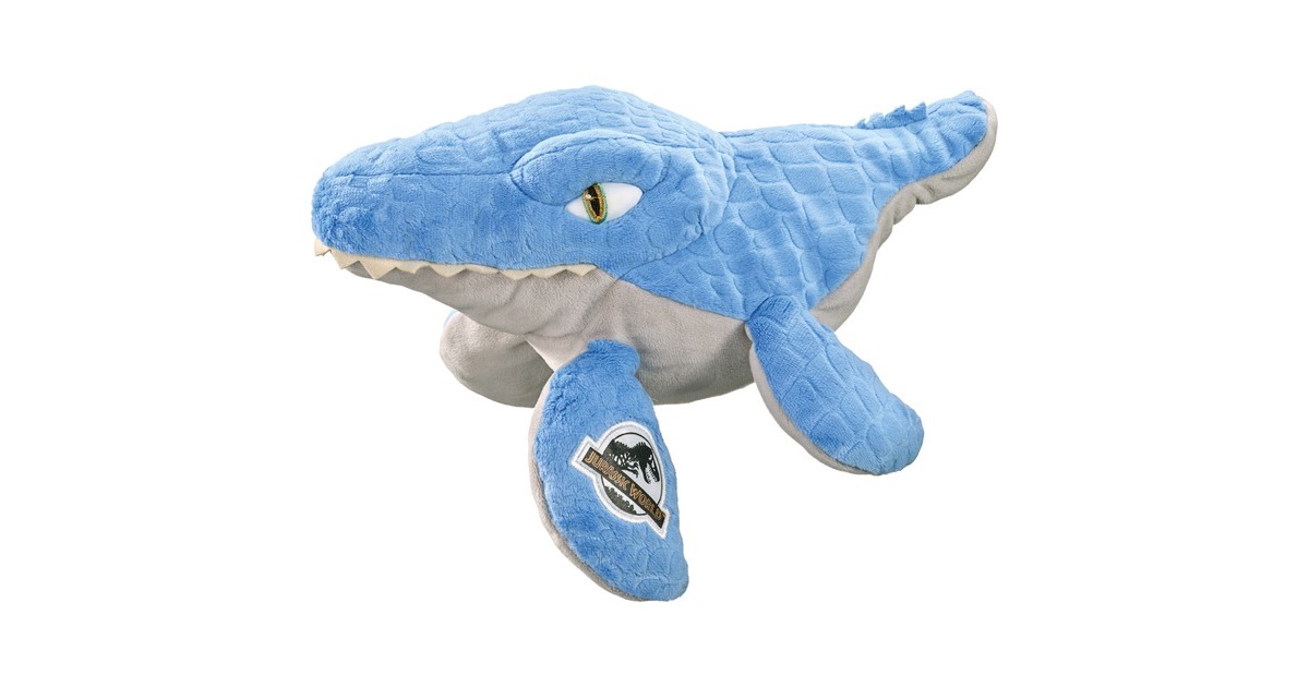 Schmidt Spiele Jurassic World, Mosasaurus, Kuscheltier(blau/grau, 29 cm)