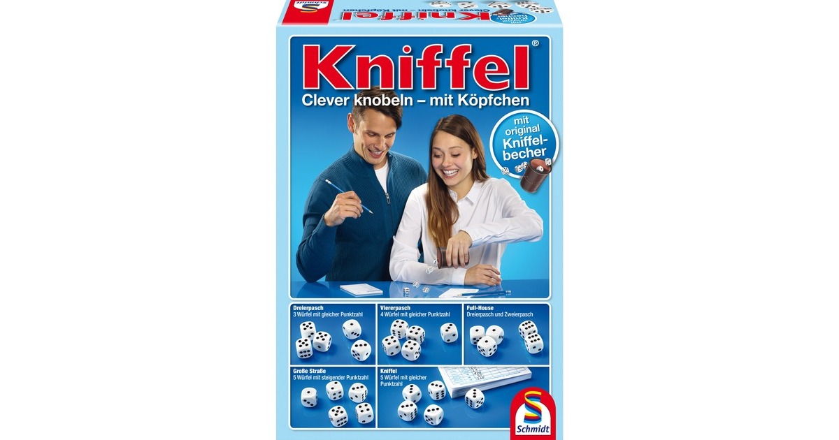 Schmidt Spiele Kniffel mit Lederwürfelbecher, Würfelspiel