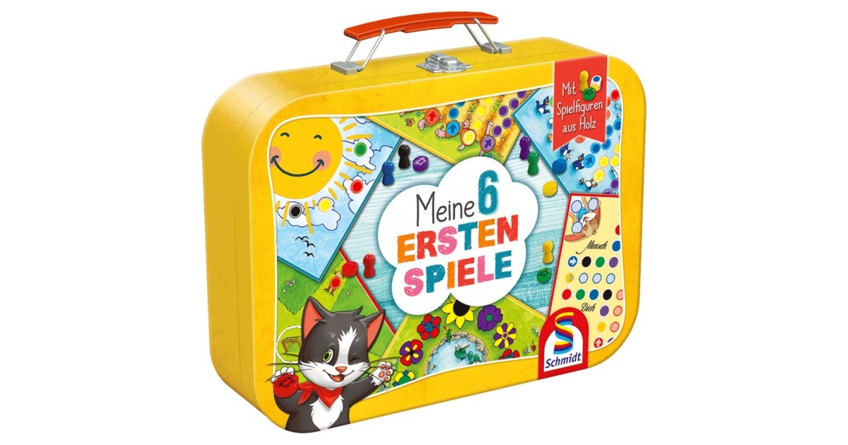 Schmidt Spiele Meine 6 ersten Spiele, Brettspiel(im Metallkoffer)