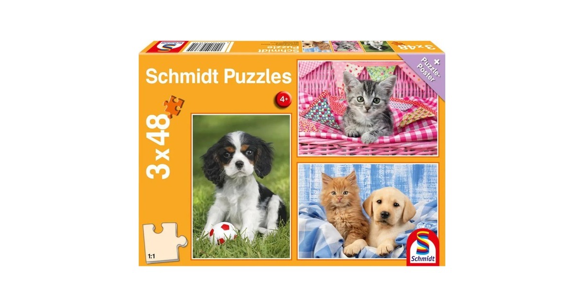 Schmidt Spiele Meine liebsten Haustierbabys, Puzzle(3x 48 Teile)