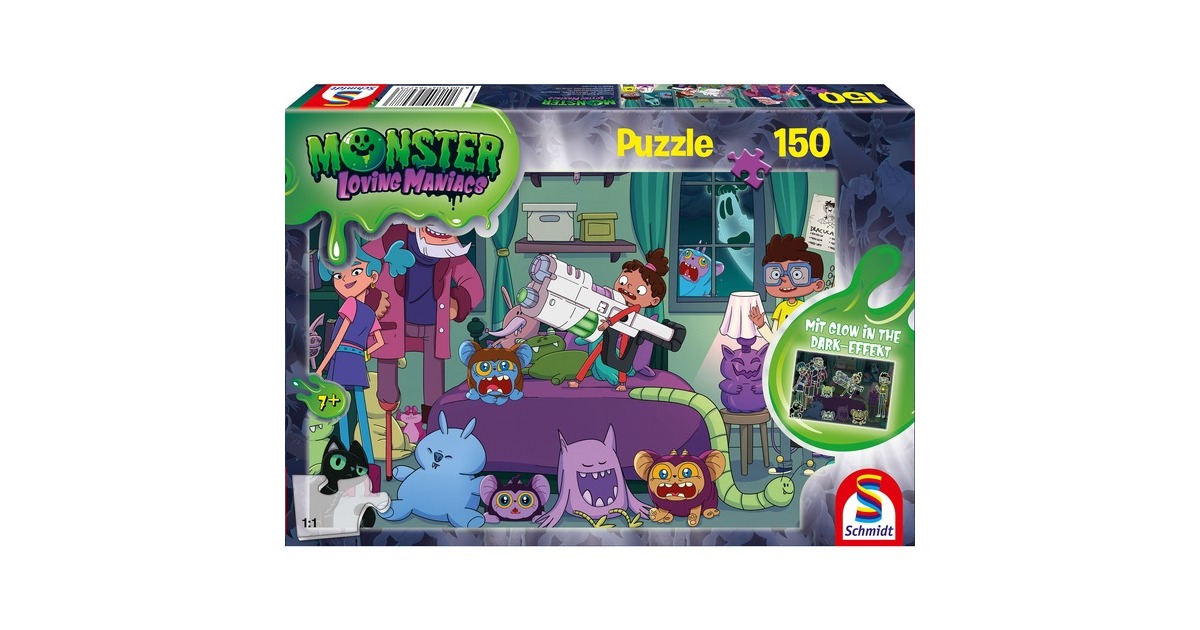 Schmidt Spiele Monster Loving Maniacs: Bo als Monsterjäger, Puzzle(150 Teile, Glow in the Dark)