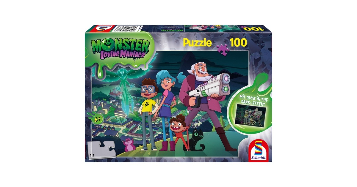 Schmidt Spiele Monster Loving Maniacs: Nacht über Gruselbruch, Puzzle(100 Teile, Glow in the Dark)