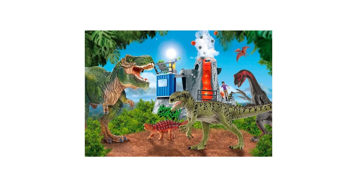 Schmidt Spiele Schleich: Dinosaurs – Dinosaurier der Urzeit, Puzzle(100 Teile, inkl. Schleich Saichania mini Figur)