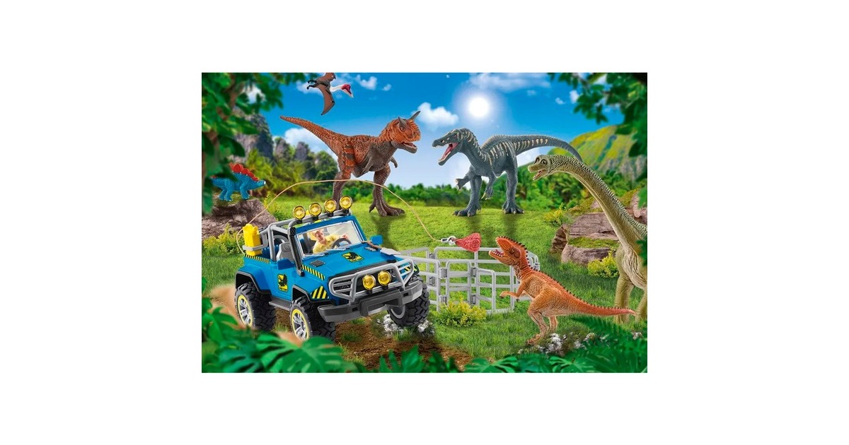 Schmidt Spiele Schleich: Dinosaurs – Urzeit-Giganten, Puzzle(60 Teile, inkl. Schleich Baby Stegosaurus Schleich Figur)