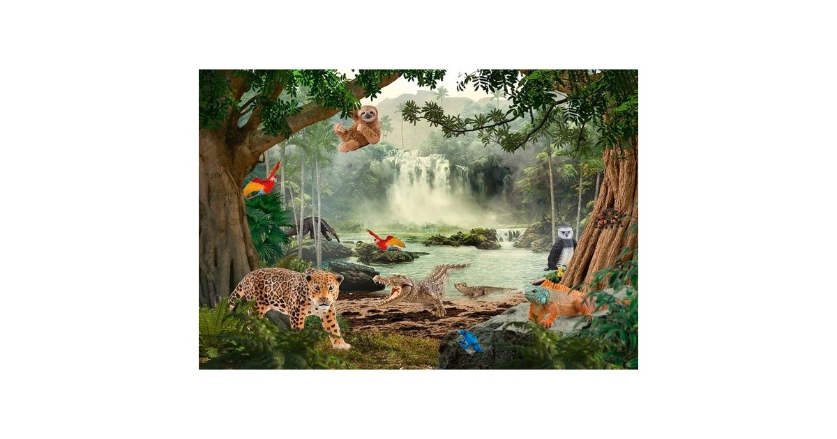 Schmidt Spiele Schleich: Wild Life - Im Regenwald(100 Teile, inkl. Schleich Krokodiljunges Figur)
