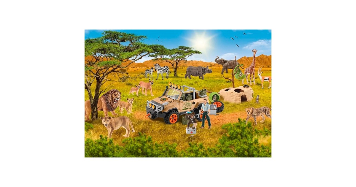 Schmidt Spiele Schleich: Wild Life - In der Sarvanne(60 Teile, inkl. Schleich Löwenjunge Figur)