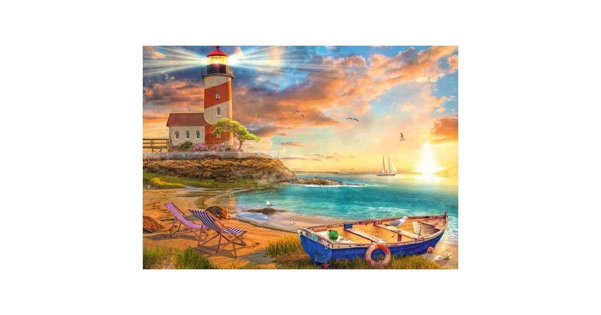 Schmidt Spiele Sonnenuntergang in der Leuchtturm-Bucht, Puzzle(1000 Teile)