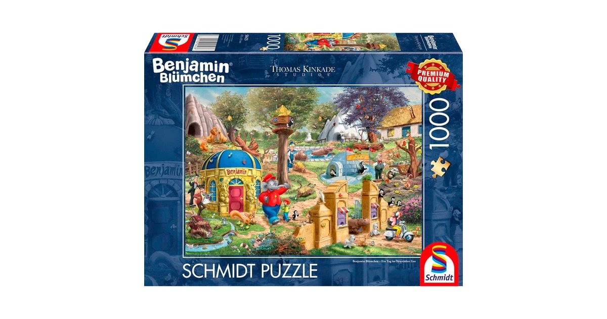 Schmidt Spiele Thomas Kinkade Studios: Benjamin Blümchen, Ein Tag im Neustädter Zoo, Puzzle(1000 Teile)