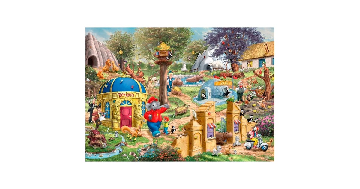 Schmidt Spiele Thomas Kinkade Studios: Benjamin Blümchen, Ein Tag im Neustädter Zoo, Puzzle(1000 Teile)