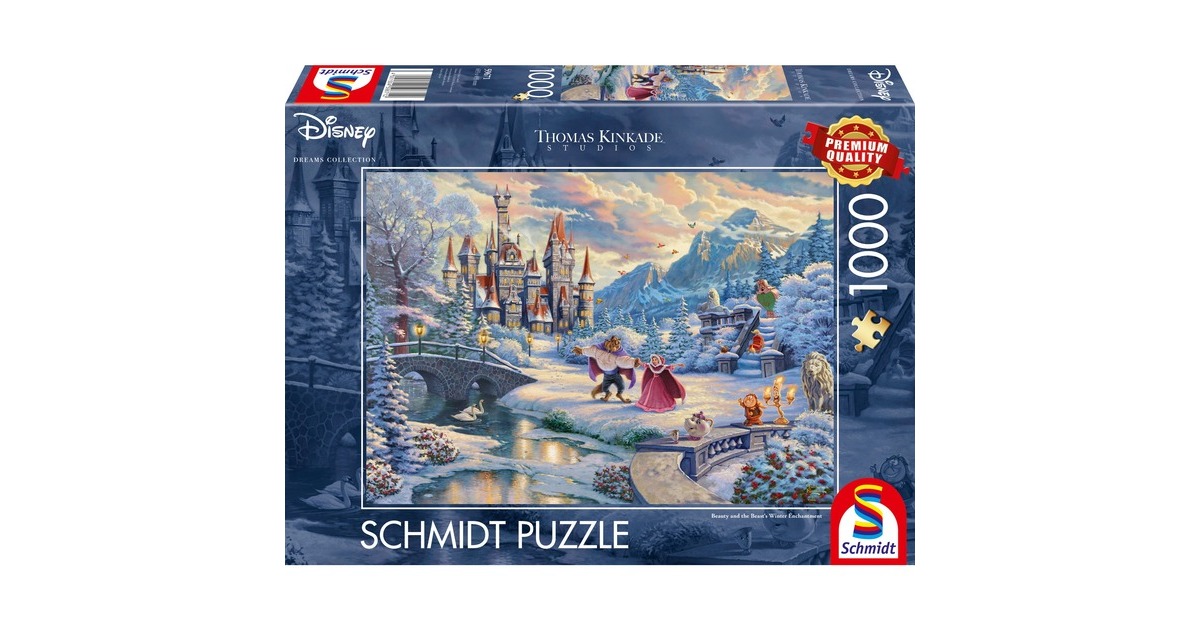 Schmidt Spiele Thomas Kinkade Studios: Disney - Die Schöne und das Biest, Zauberhafter Winterabend(Limited Christmas Edition, 1000 Teile)