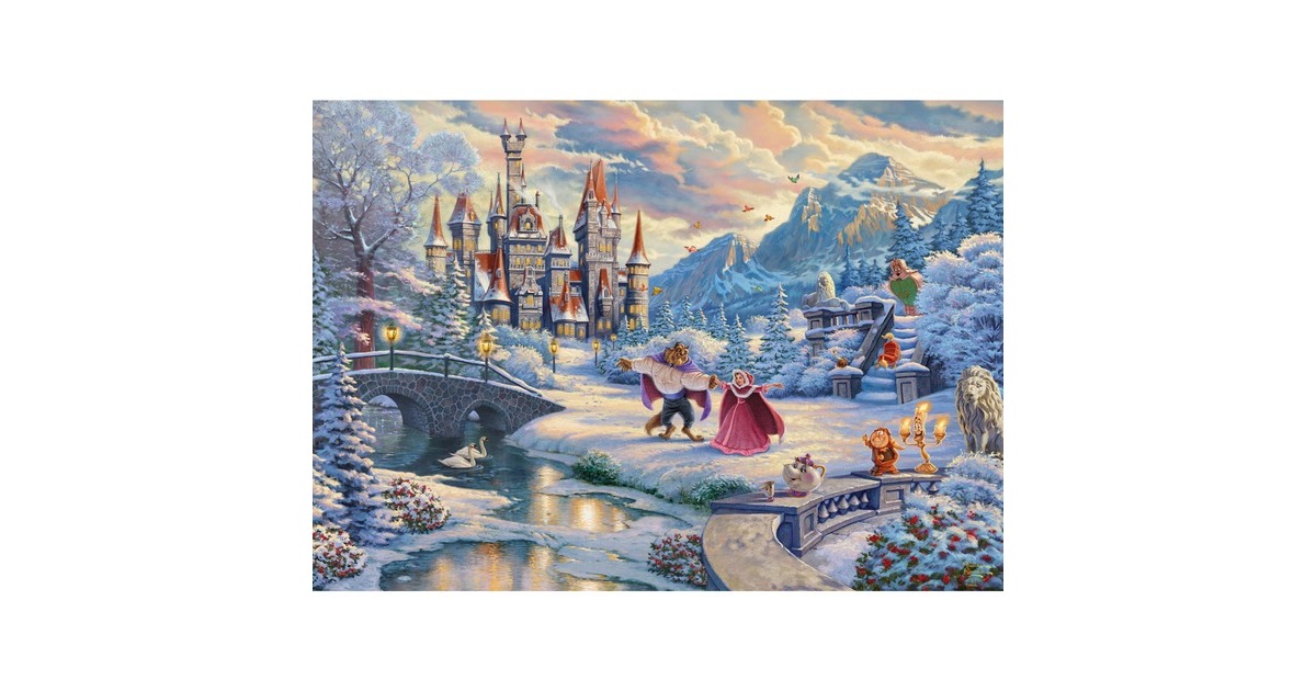 Schmidt Spiele Thomas Kinkade Studios: Disney - Die Schöne und das Biest, Zauberhafter Winterabend(Limited Christmas Edition, 1000 Teile)