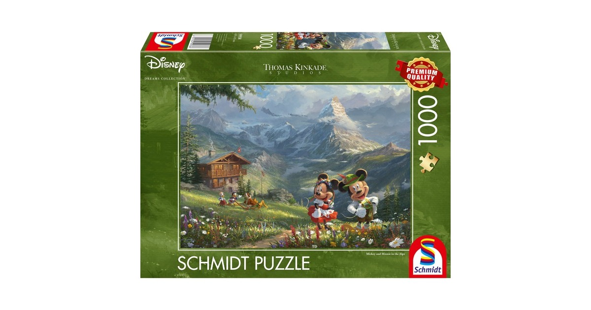 Schmidt Spiele Thomas Kinkade Studios: Disney - Mickey & Minnie in den Alpen, Puzzle(1000 Teile)