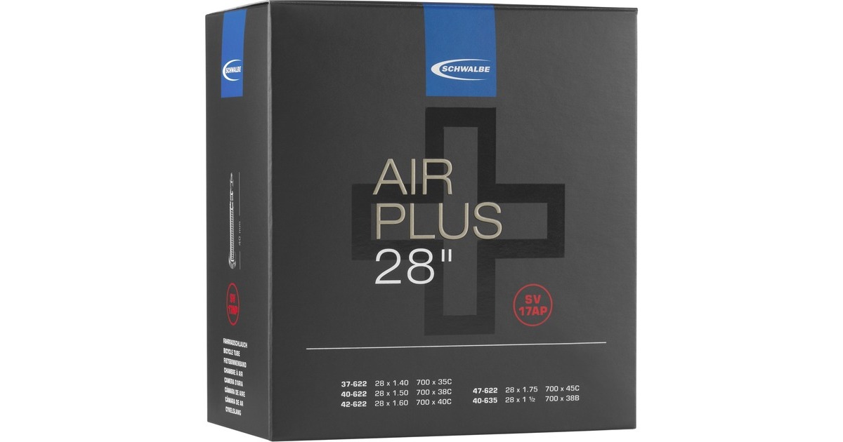 Schwalbe Fahrradschlauch Nr. 17AP, AIR PLUS, 37/47 - 622/635(Sclaverandventil (SV/FV) 40mm)
