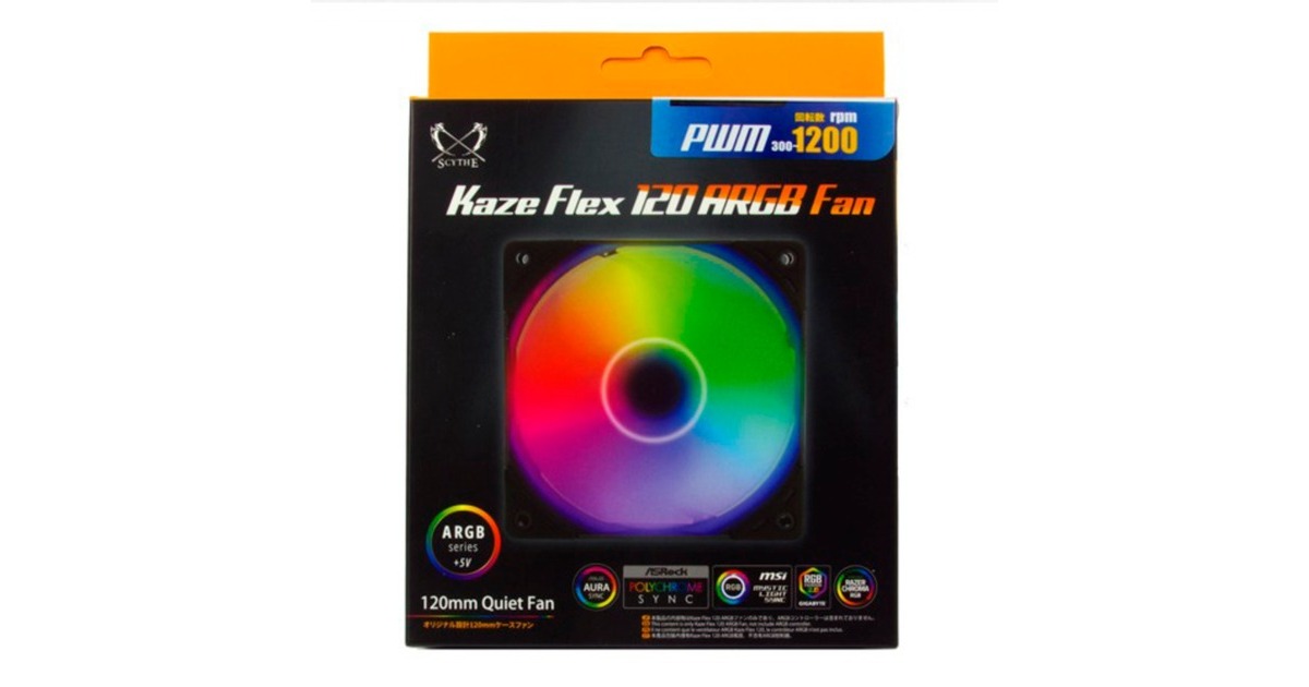 Scythe Kaze Flex 120 ARGB PWM 120x120x27, Gehäuselüfter(schwarz/transparent, 1200 U/min, Outlet) Scythe Kaze Flex 120 ARGB PWM 120x120x27, Gehäuselüfter(schwarz/transparent, 1200 U/min, Outlet)