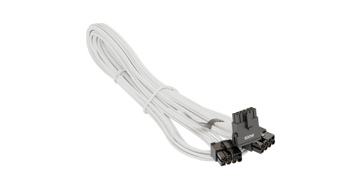 Seasonic 12VHPWR PCIe Adapter Kabel, 90° abgewinkelt(weiß, 75cm)