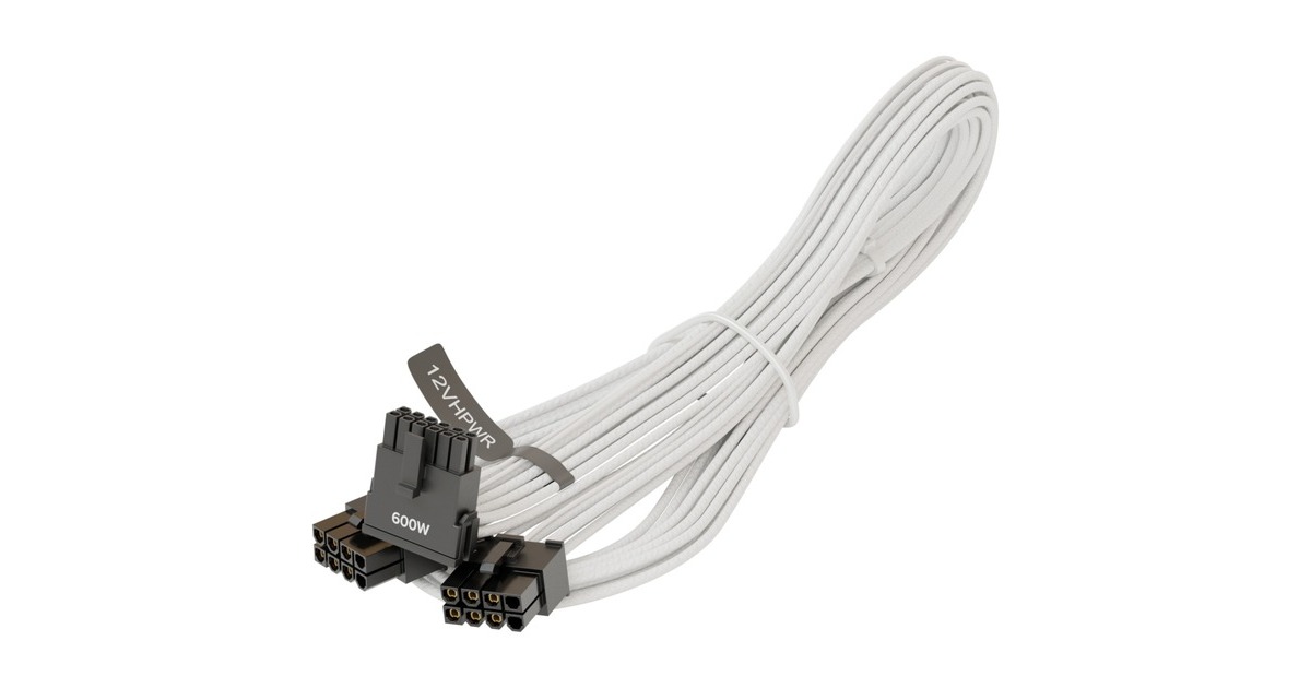 Seasonic 12VHPWR PCIe Adapter Kabel, 90° abgewinkelt(weiß, 75cm)