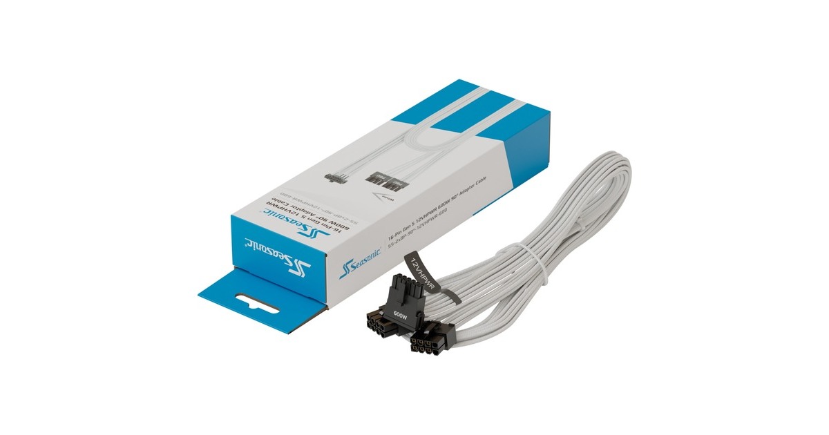Seasonic 12VHPWR PCIe Adapter Kabel, 90° abgewinkelt(weiß, 75cm)