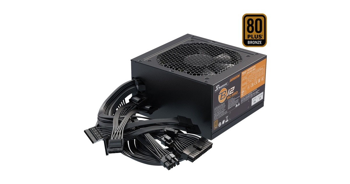 Seasonic B12 BC-550 550W, PC-Netzteil(schwarz, 2x PCIe, 550 Watt)