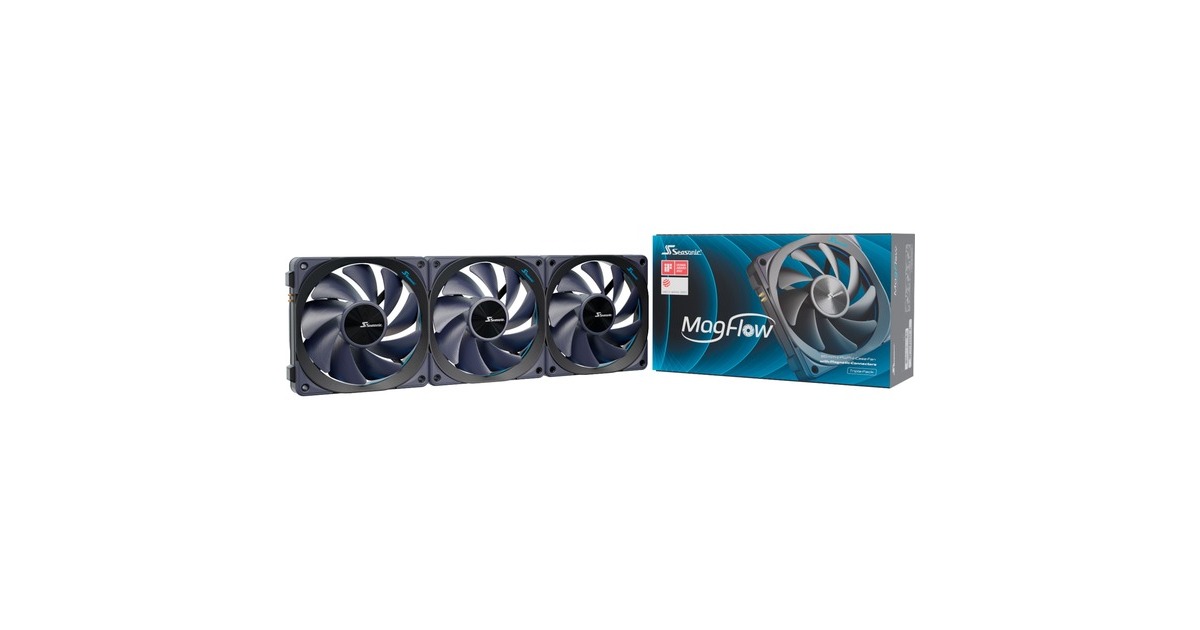 Seasonic MagFlow 1225 PWM, Gehäuselüfter(schwarz, 3-Fan Kit)