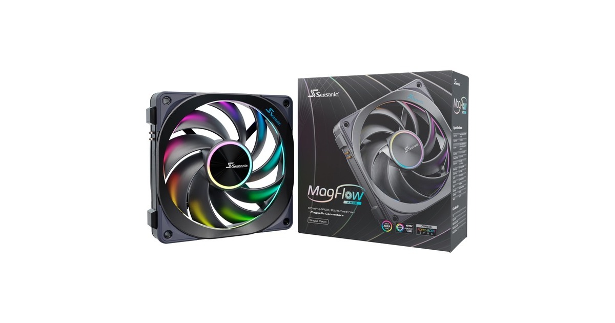 Seasonic MagFlow ARGB, Gehäuselüfter(schwarz, 1-Fan Kit)
