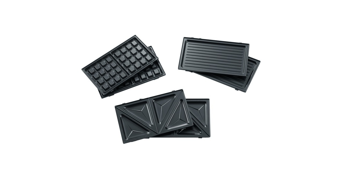 Severin 3in1 Sandwich-Toaster SA 2968, Sandwichmaker(schwarz/edelstahl, 1.000 Watt, mit 3 Platten-Sets)