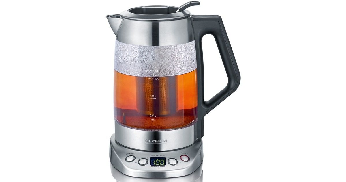Severin Glas Tee- und Wasserkocher Deluxe WK 3479(edelstahl/schwarz, 1,7 Liter)