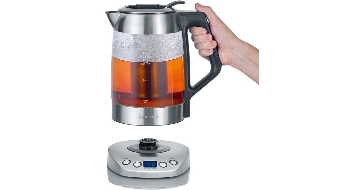 Severin Glas Tee- und Wasserkocher Deluxe WK 3479(edelstahl/schwarz, 1,7 Liter)