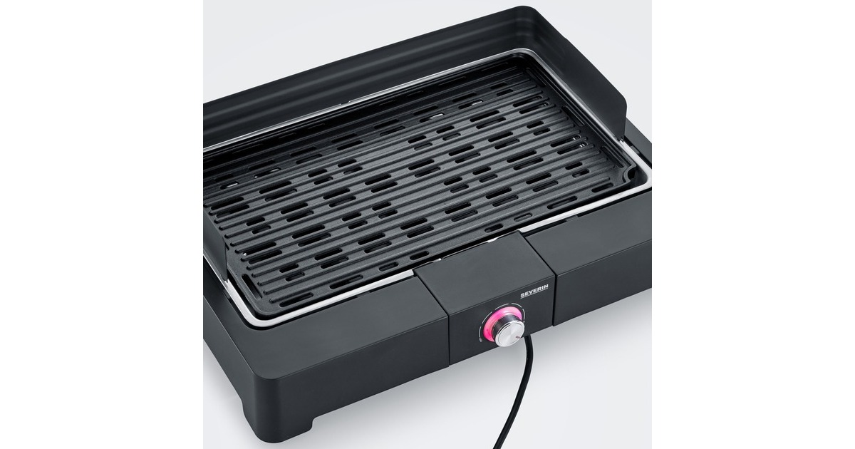 Severin PG 8562 Tischgrill mit Grillplatte, Elektrogrill(schwarz, 2.200 Watt)