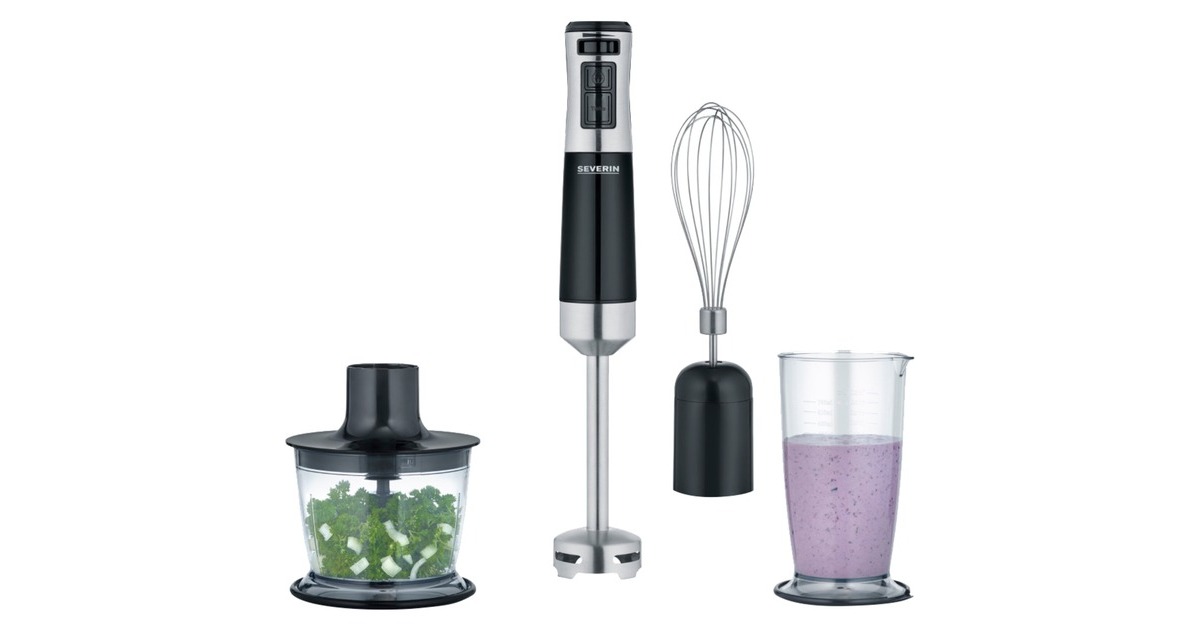 Severin SM 3772, Stabmixer(schwarz/edelstahl (gebürstet), mit Zubehör-Set)