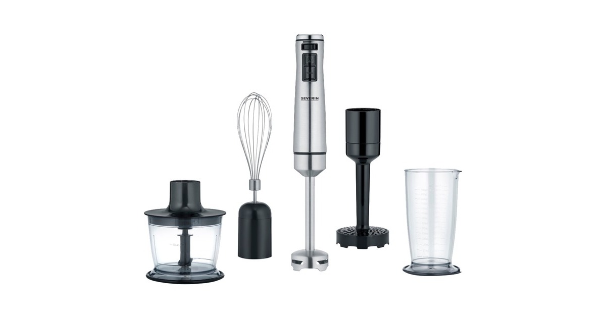 Severin SM 3774, Stabmixer(schwarz/edelstahl (gebürstet), mit Zubehör-Set)
