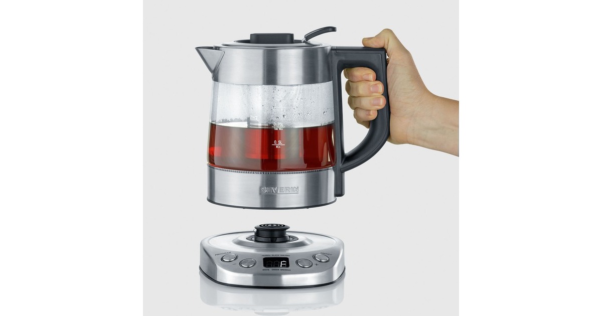 Severin Tee-/Wasserkocher Deluxe Mini WK 3473(edelstahl (gebürstet)/schwarz, 1,0 Liter)