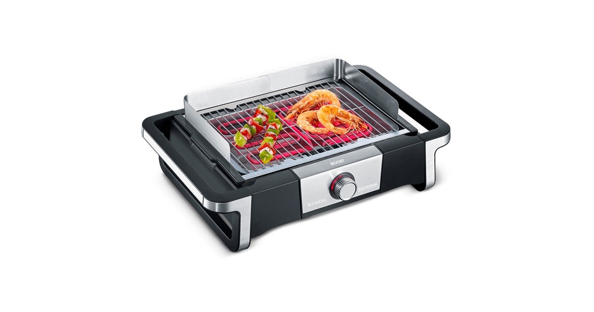 Severin eBBQ Elektrogrill SENOA BOOST S, mit Stand(schwarz/edelstahl, 3.000 Watt, mit BoostZone)