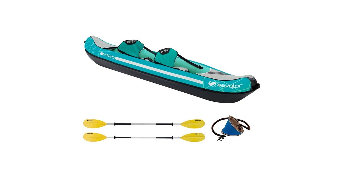 Sevylor Madison Kajak Kit, Schlauchboot(grün/grau, 327 x 93cm, Set mit Paddel)