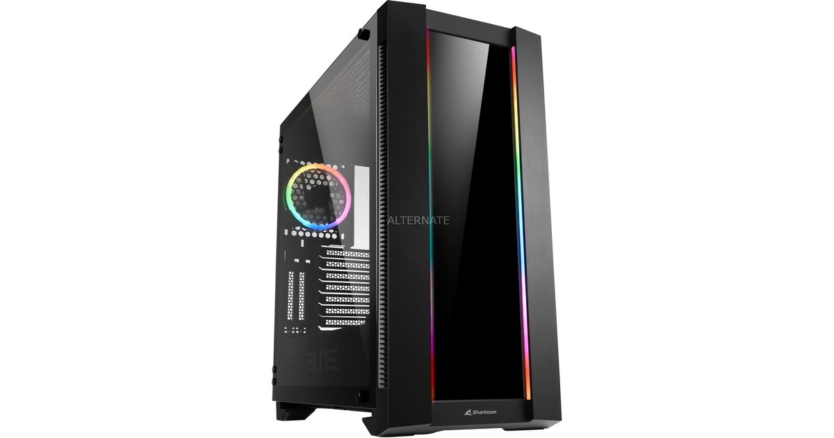 Sharkoon ELITE SHARK CA200G, Big-Tower-Gehäuse(schwarz, Tempered Glass)